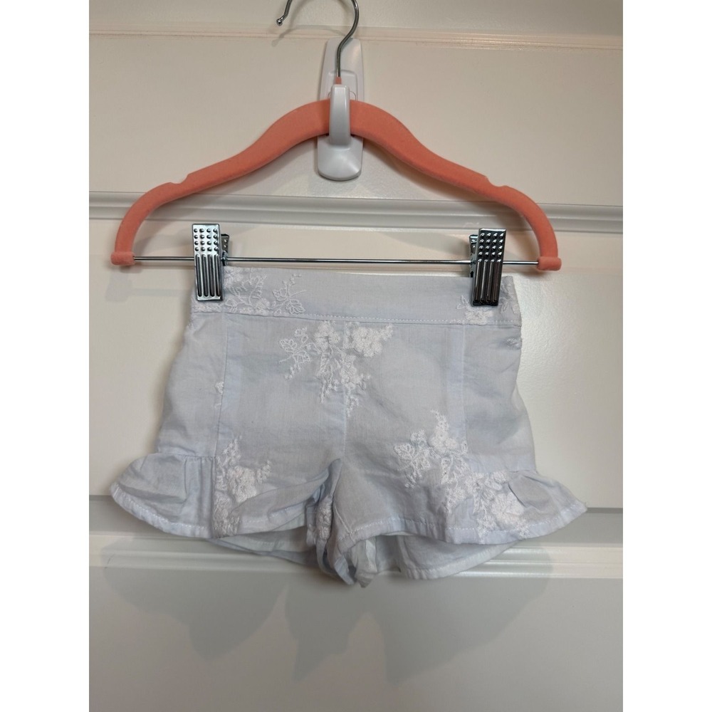 30. Janie and Jack Baby Girls Blue Embroidered Floral Ruffle Shorts 3-6M NEW